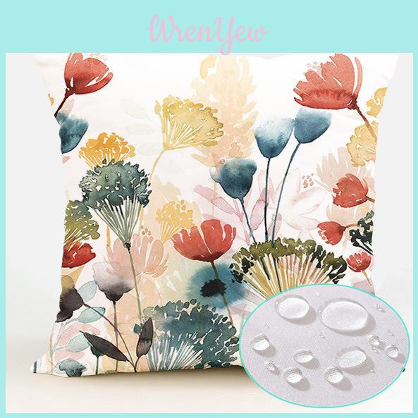 Modern Style Waterproof Polyester Cushion Case With Floral Design For Sofa Use