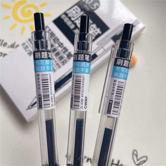6Pcs 0.5mm Black Water-based Pen Push Design Quick Drying School Stationery Mechanical Gel Ink Pen Office Supplies