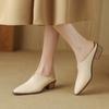 Fashion NEW Summer Women Mules Genuine Leather Shoes for Women Cover Toe Chunky Heel Slippers Pointed Toe Slingback Designer Sandals