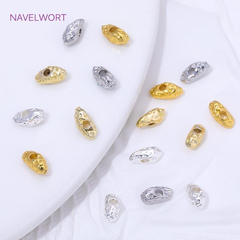 18K Gold Plated Irregular Spacer Beads For Bracelet Making Finding,Separator For Beads,Brass Loose Beads,Supplies For Jewelry