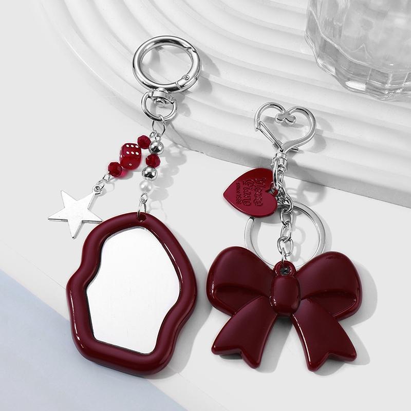 Exquisite Temperament Red Heart Bow Charms Keychain Versatile Phone Pendant Backpack Hanging Ornament Accessories Gifts