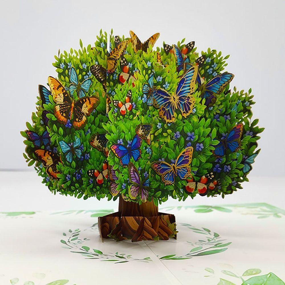 Foldable Flower and Butterfly Greeting Cards Romantic Paper 3D Pop Up Flowers Gift Card Creative Elegant Invitations Cards