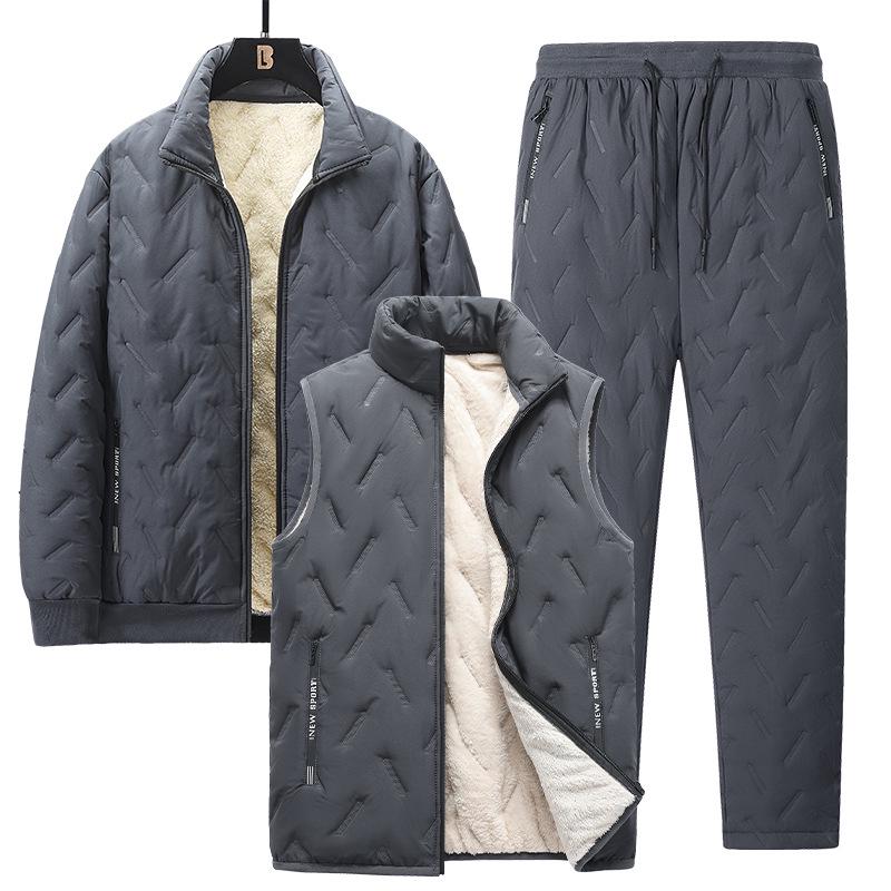 Unisex Winter Lambswool Three-Piece Set: Fleece-Lined Jacket & Pants