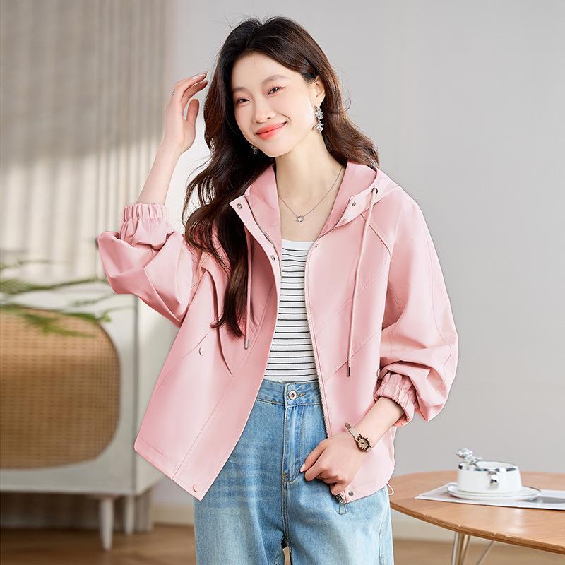 

Модная повседневная куртка-худи женская весенне-осенняя новая свободного кроя большого размера короткая куртка XL розовый