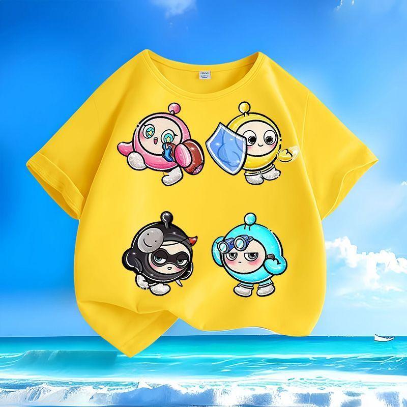 Children's Fashionable Egg-shaped Party T-shirt, Summer Casual Top for Boys and Girls