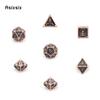 7 Pcs Black Copper Skull Metal Dice Solid Metal Polyhedral Dice Set Suitable for Role-Playing RPG Board Game Card Game