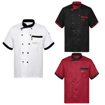 Mulheres homens duplo breasted manga curta chef casaco uniforme jaquetas cozinheiros uniforme para hotel restaurante cozinha