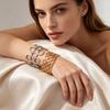 Gold Adjustable Wide Stainless Steel Open Cuff Bracelet for Women with European and American High-End Style