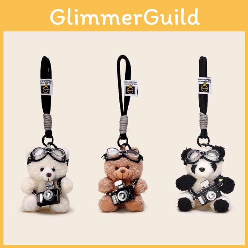 Pilot Bear Plush Keychain Doll Pendant With Flashing Camera For Kids Collectors