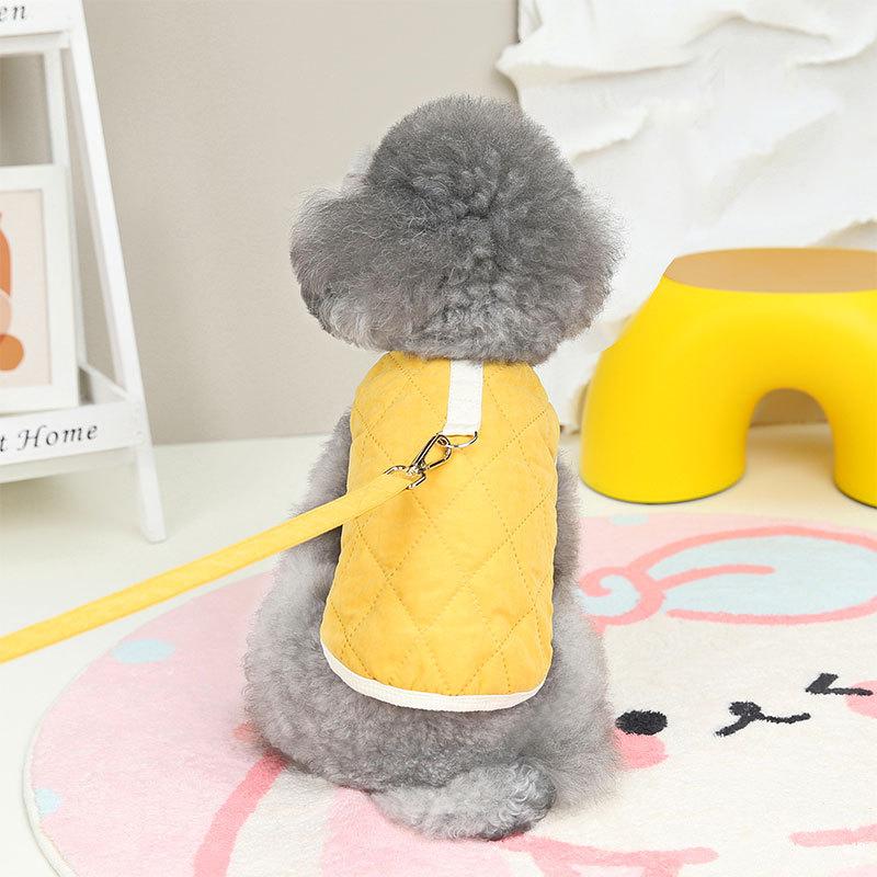 Spring New with Leash Puppy Dog Cotton-padded Coat Winter Thickened Warm Vest Than Bear Teddy Cat Pet Clothes