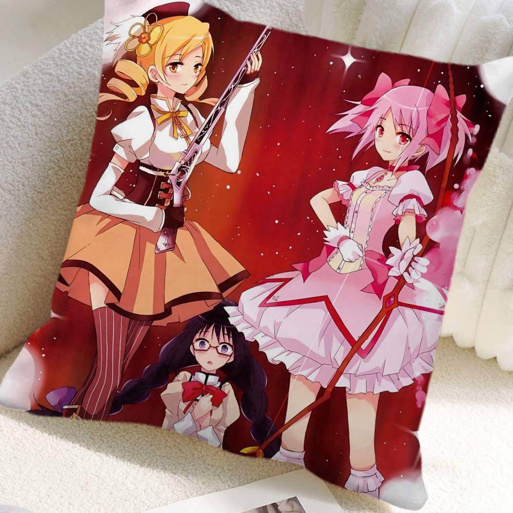 Puella Magi Madoka Magica Anime Kissenbezug Quadratisches Kissen Schlafzimmer Sofa Freizeit Komfortkissen Auto Heimdekoration