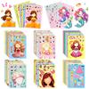 6 Sheets DIY Puzzle Stickers Princess Mermaid Face Changing Fun Jigsaw Assembly Stickers Kids Toys Birthday Gifts for Girls