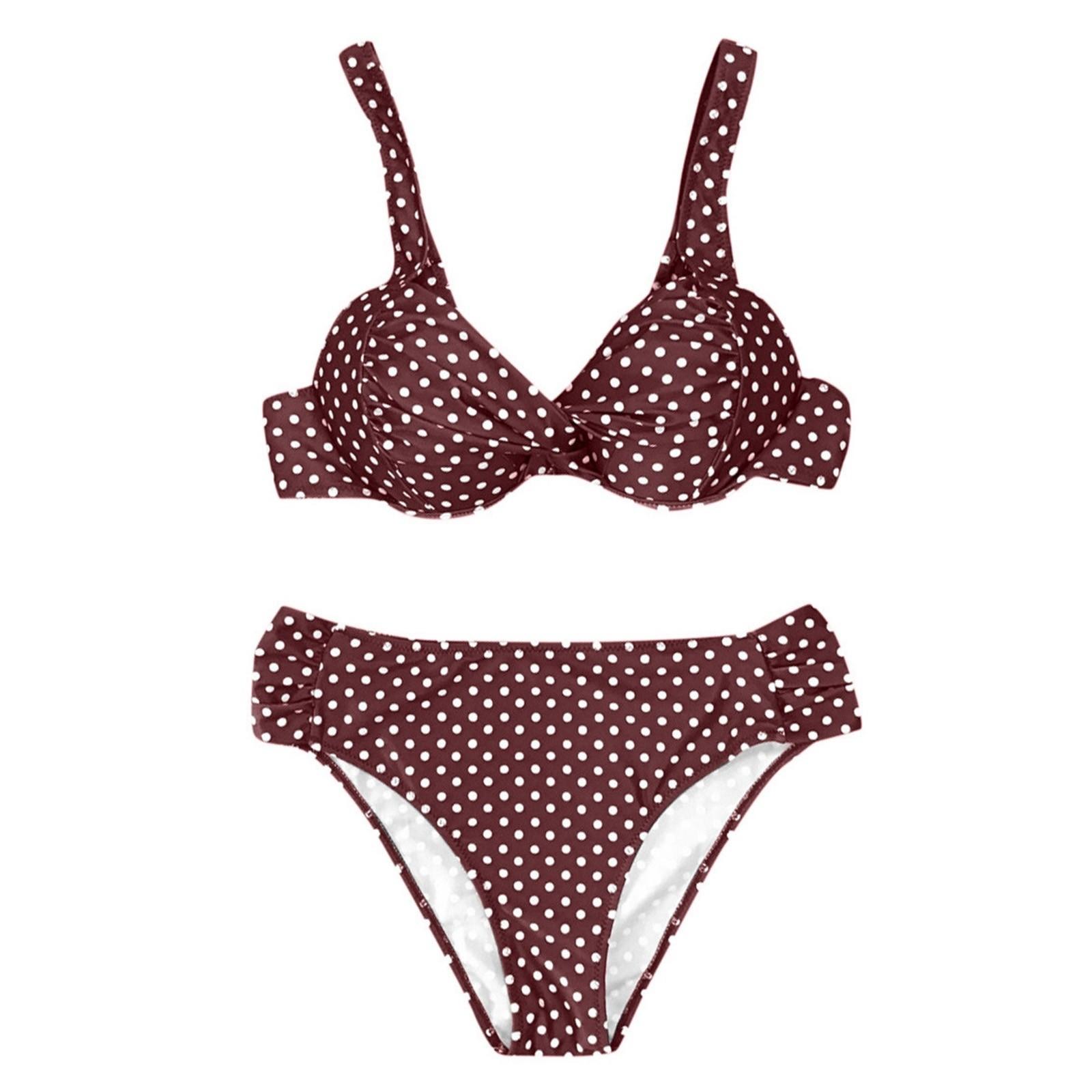 

Женский купальник с цветочным принтом, летний купальник с узором пейсли, комплект бикини M красный