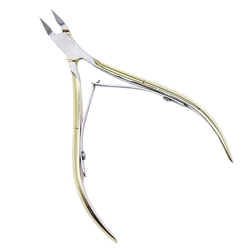 Maniküreschere und -zange aus Edelstahl mit Goldgriff für die Nagel- und Nagelhautpflege