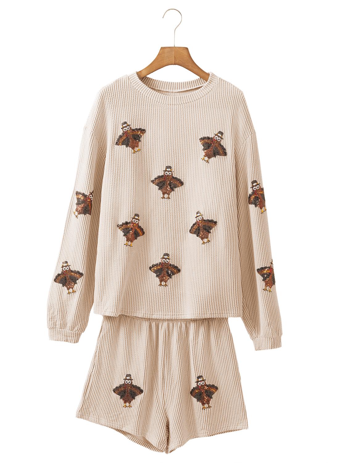 

Shiying Осенний Сет с Пайетками Сова из Двух Предметов - Женский Пуловер Свободного Кроя с Круглым Вырезом M хаки