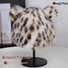 Leopard Print Bucket Hat with Bear Ears - Fashionable and Thickened for Autumn and Winter