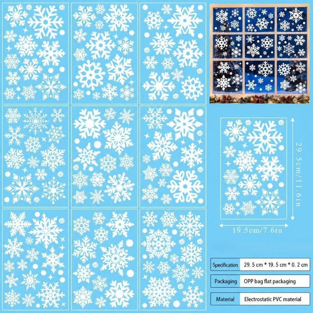 9PCS/Set Electrostatic Cartoon Santa Glass Decals Decorative Static Sticker  Home Decoration