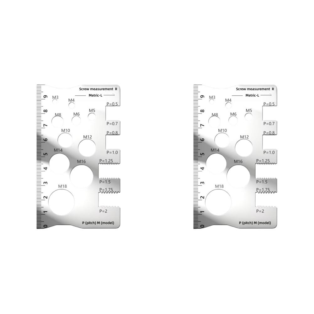 2pcs Screw Thread Pitch Gauge Ruler Anti-Slip Industry Standard Pitch Gauge Stainless Steel Measuring Ruler for Bolt Nut Metric