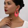 Red geometric oval love print earrings fashionable and elegant festive high-end women's earrings