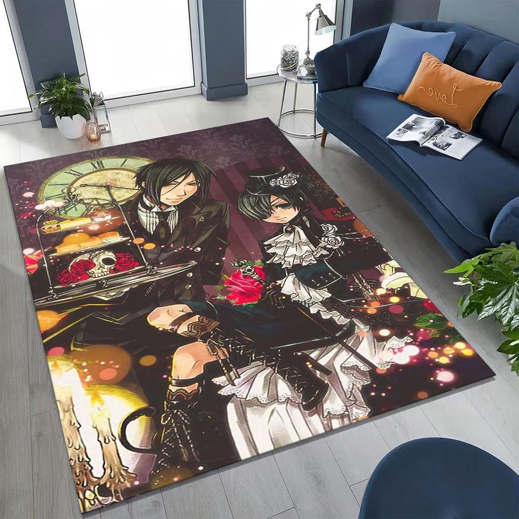 Anime Black Butler Sebastian Ciel Cartoon Cartoon Rug for Bedroom Living Room Sofa Home Doormat Decor,Kids Non-slip Floor Mat
