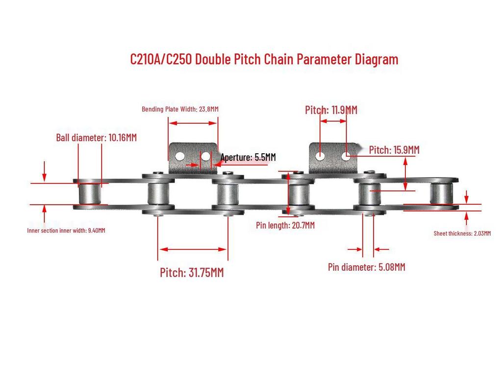 10A32A Single/Double Hole Double Pitch Small Roller Transfer Chain
