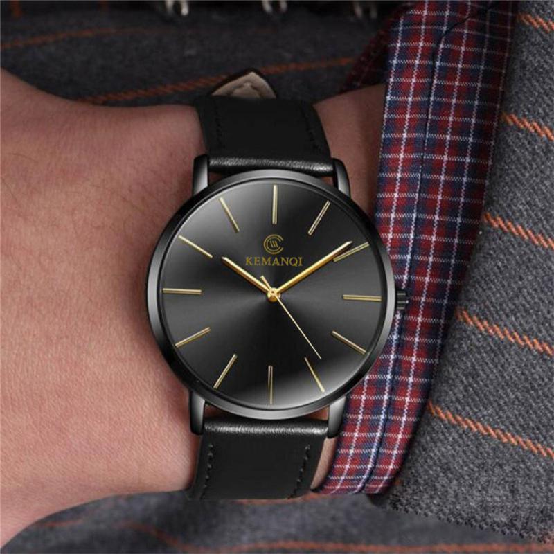 Top Luxury Brand Ultra Thin Watches Men Simple Watch Blue Glass Leather Band Quartz Wristwatches Men Casual Watch Best Gift