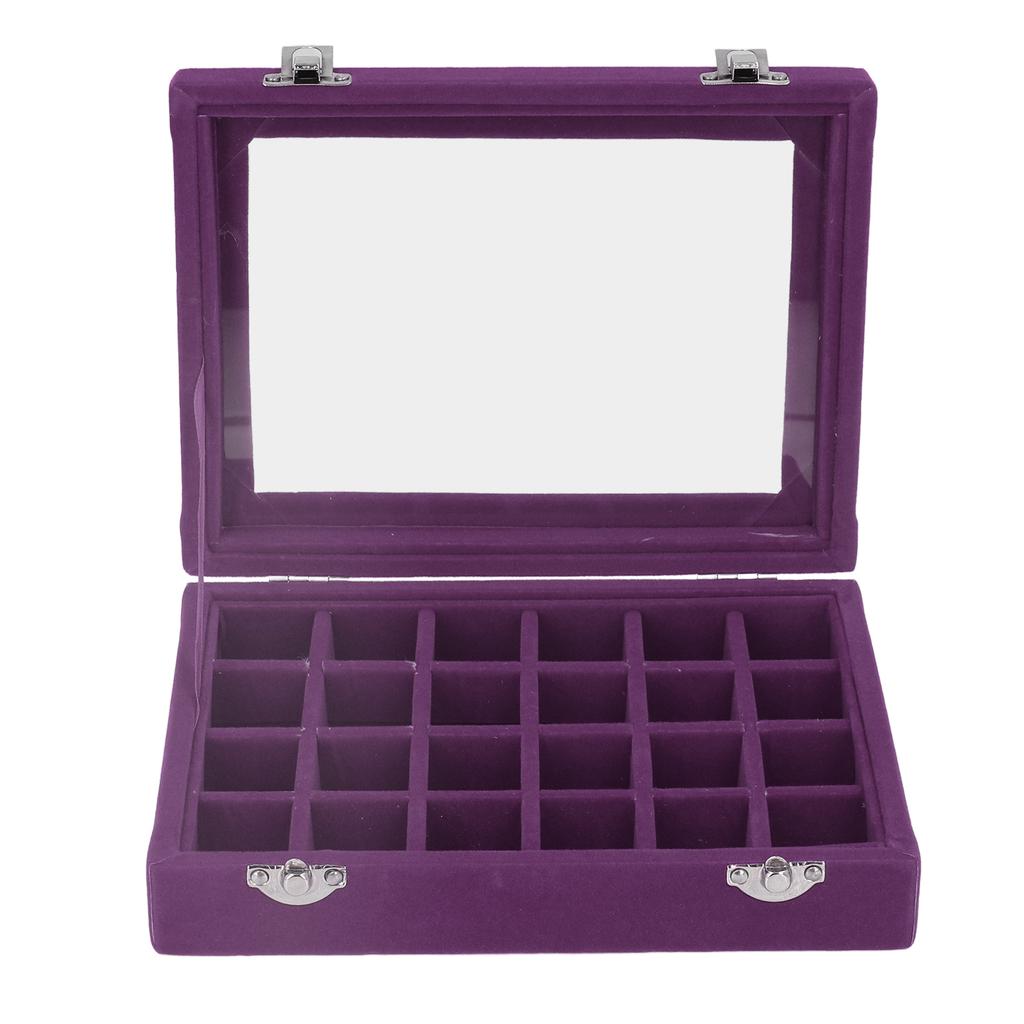 Small Velvet Jewelry Box Organizer 24 Compartments Jewelry Case Earring Rings Storage Box Jewelry