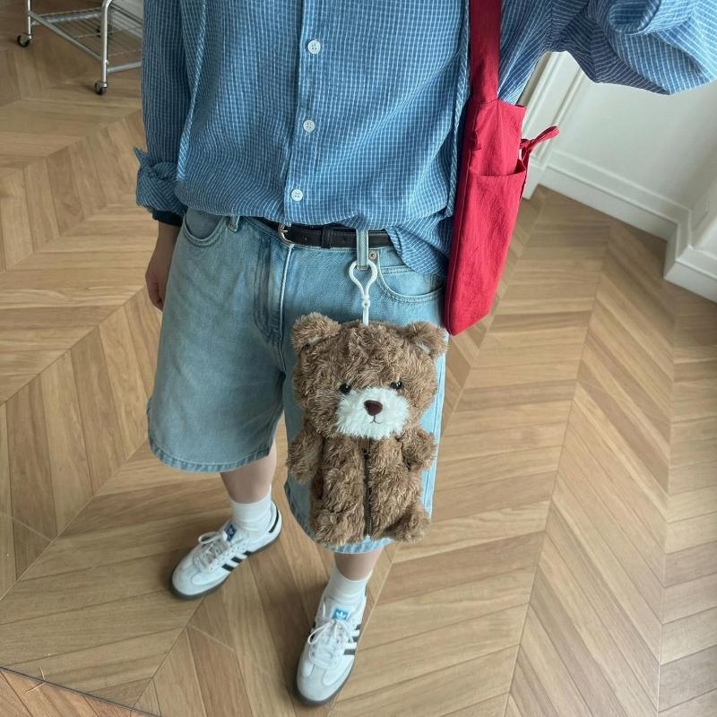 Plush Bear Pencil Bag 1 Large Capacity Holder Cute Cartoon Design for Girls School Office Class