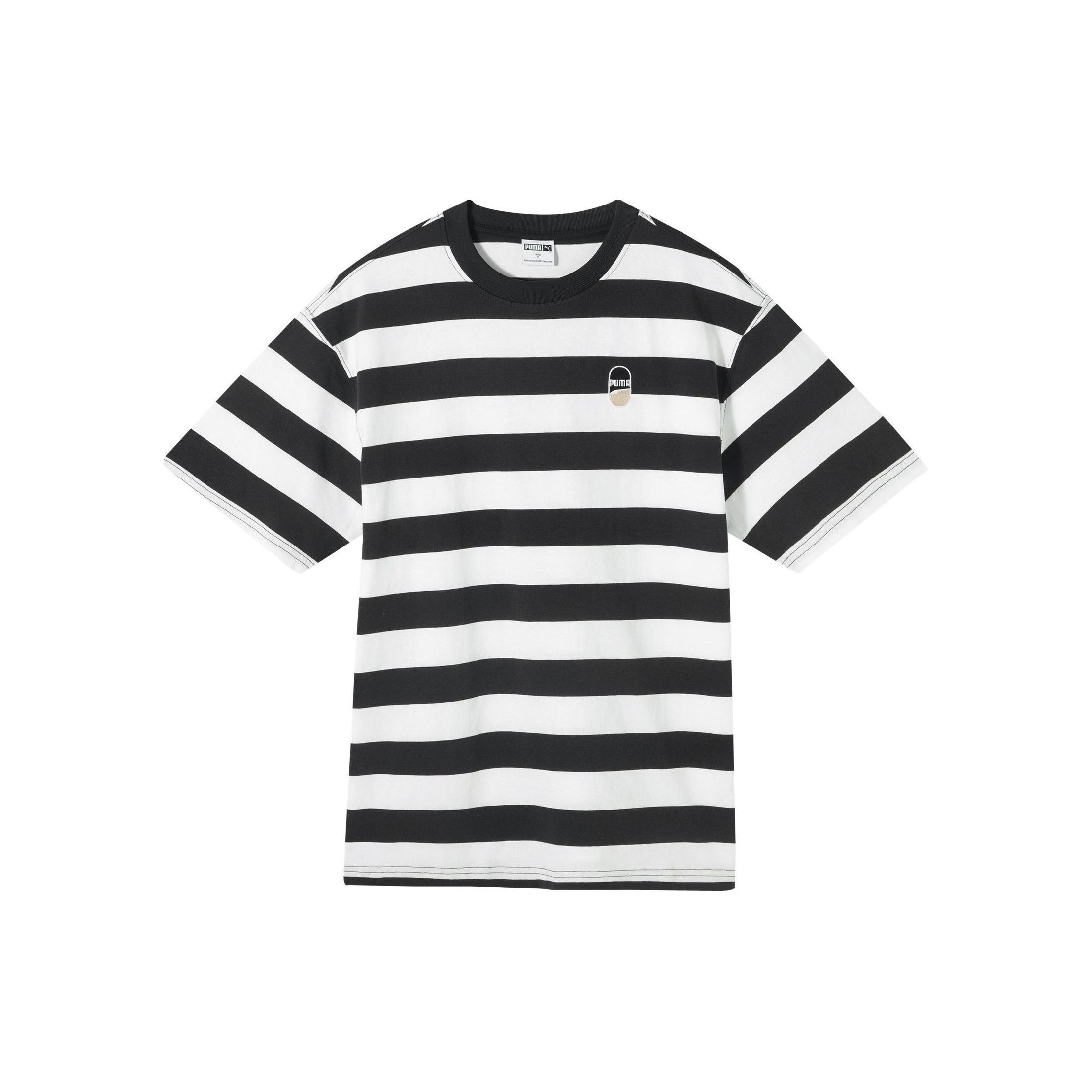 PUMA Downtown Striped T-shirt  Black White  Men s 630115-01 M