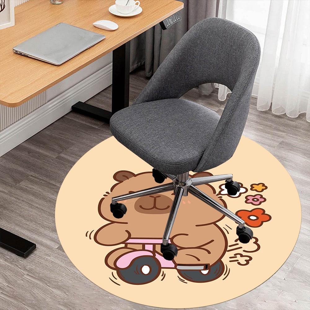 1 st Capybara Cykel Blommor Rund Stolmatta Golvmatta för Kontor, Sovrum, Heminredning Julklapp c0528078