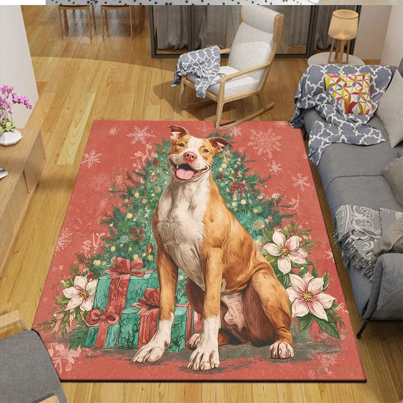 Christmas dog Home Sofa Decoration for Living Room & Bedroom, Non‑Slip Play Flannel Floor Mat for Game Room