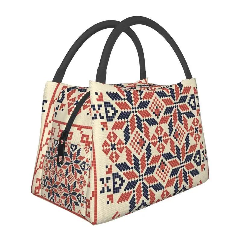 Embroidery With Arabic Calligraphy Thermal Insulated Lunch Bags Cross Lunch Tote Meal Food Box