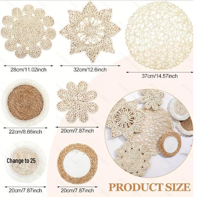 Bohemian Woven Wall Basket Set - Handwoven Hanging Decor for Living Room or Entrance