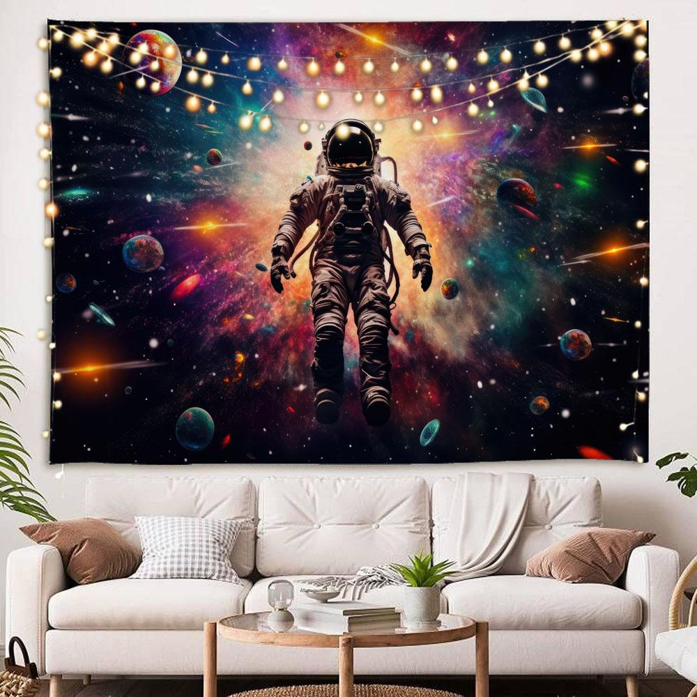 Astronaut Star Planet Tapestries - Meditation Starry Sky Living Room Decor Therapy Energy Field Art Background Design