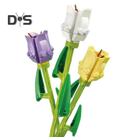 Feine Verarbeitung: Montieren Sie gefälschte Blumen, Anti-Fall-Fancy-Bausteine, Blumenstrauß, Rose