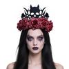 Adjustable Witch Devil Crowns Headpiece For Halloween Parties Soft Fabric Roses Costume Decoration