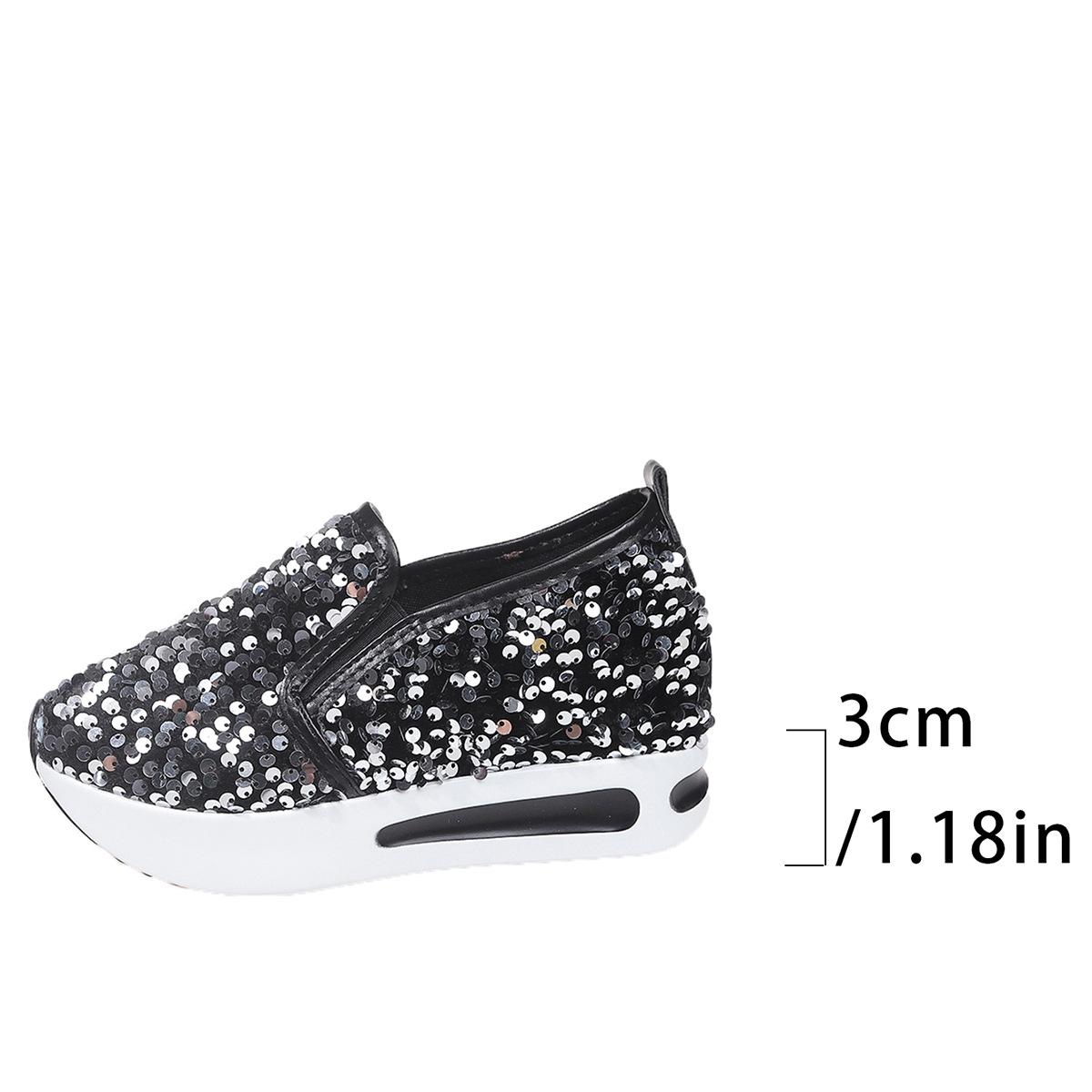 

Большие размеры темпераментные повседневные туфли с пайетками женские летние 2024 новые дышащие и легкие модные женские туфли 35 чёрный