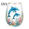 Artistic Hand Painted Drinkware Ocean-Themed Glass Cup, Jellyfish/Dolphins/Sea Turtles/Octopus Hand-Painted, Thickened Drinking Versatile Wide