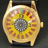 VINTAGE HAND-WINDING SWISS MENS POKER FACE YELLOW COLOR DIAL WATCH a701180-5
