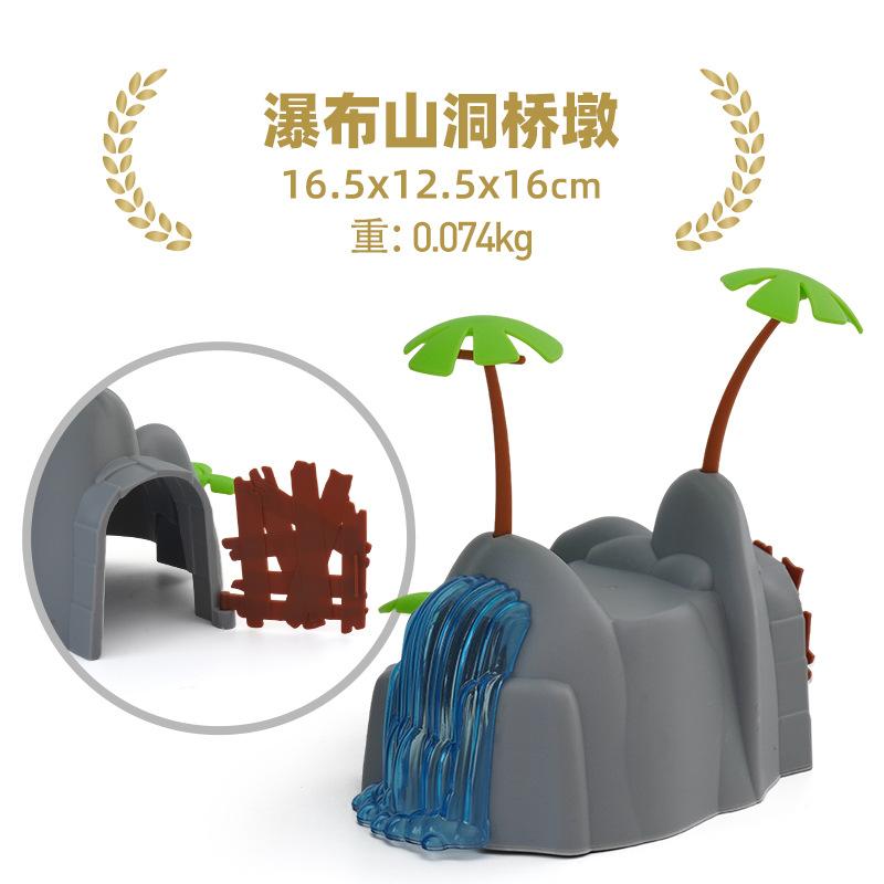Wooden Train Track Railway Bridge Tunnel Accessories Fit  Police Station Scene for Brio Wood Train Pieces Educational Toys