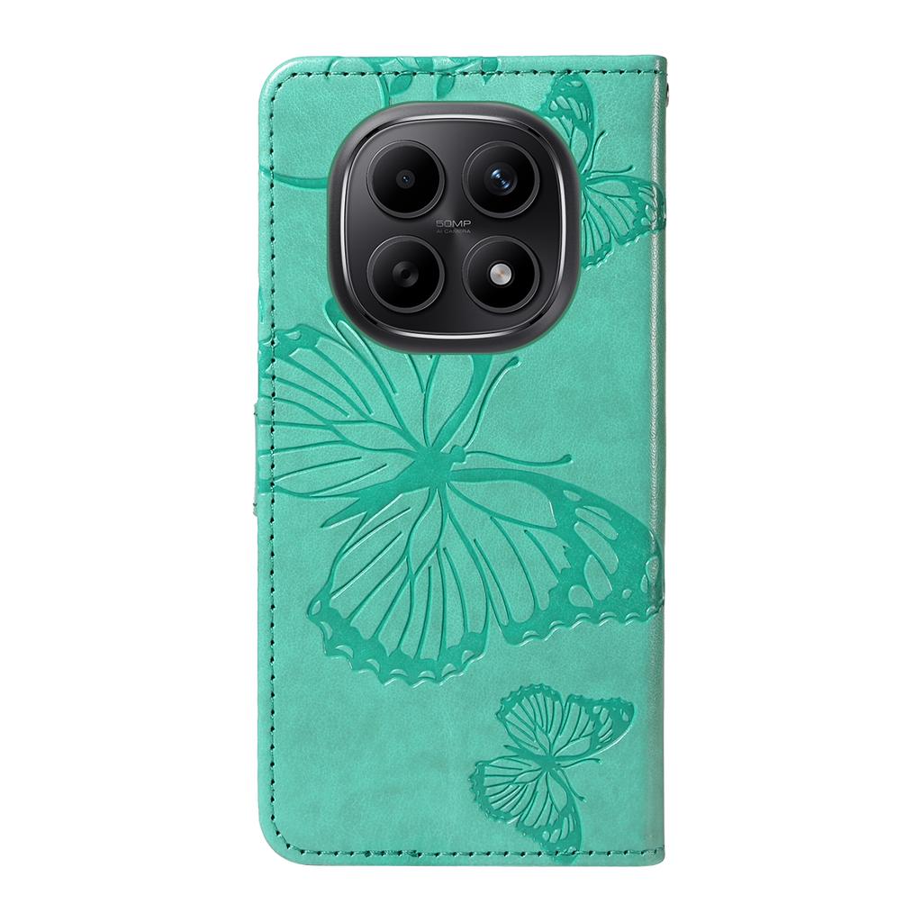 For Xiaomi Poco M8 5G/Redmi Note 15 5G (Global) Wallet Case Floral Butterfly Imprinted Leather Phone Cover Stand -  Green