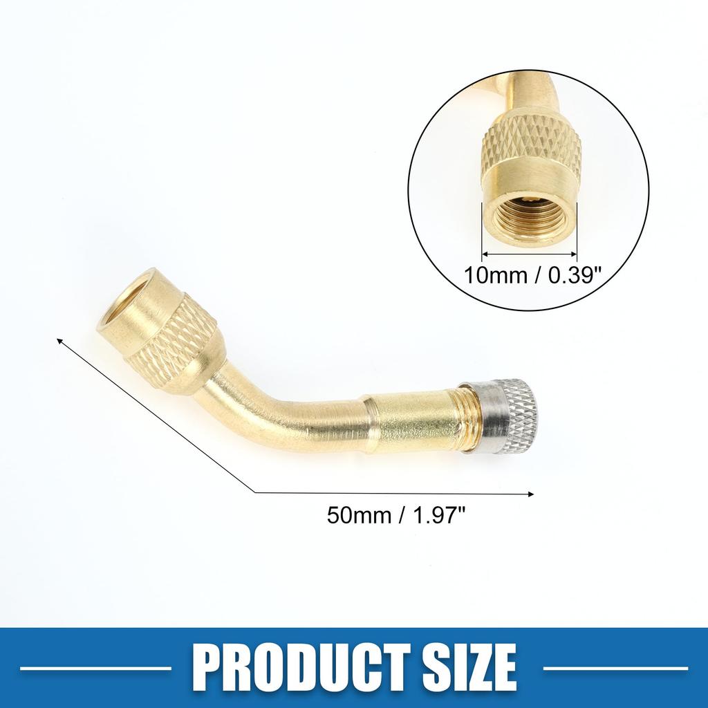 Ein ABSOPRO Reifenventilschaft Luftaufblasadapter Langlebig 135 Grad 50 mm lang Reifenventilverlängerung Reines Kupfer Messington