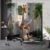 Giraffe Toilet Reading A Newspaper Shower Curtain Washable Dirt-Resistant Shower Head Waterproof Polyester Bath Curtain