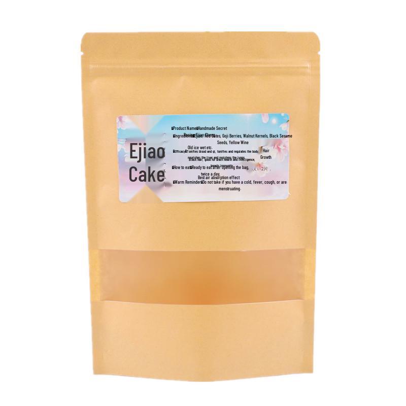 Handcrafted Donkey-hide Gelatin Cake Kraft Paper Gift Bag, Half and One Jin Options, Self-sealing Packaging