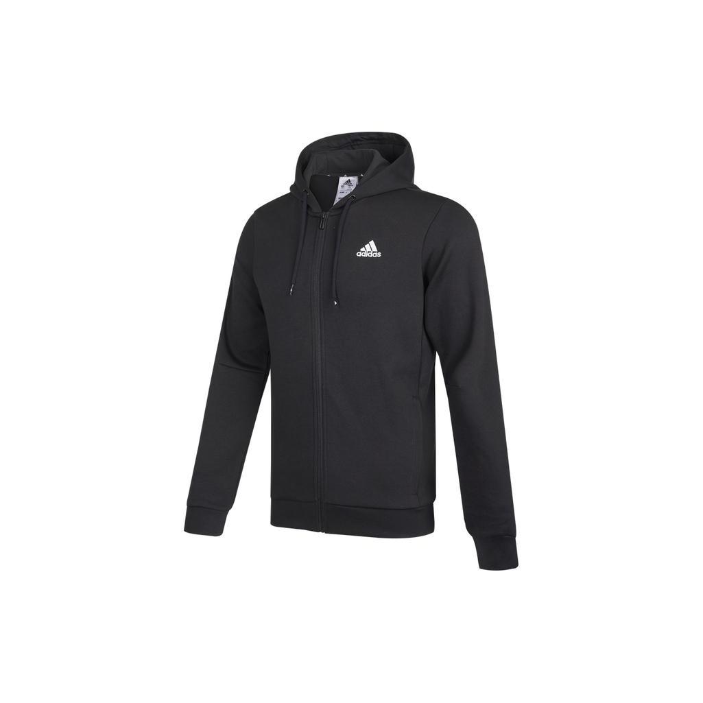 adidas M Sl Dk Fz Hd Embroidered Logo Sports Knit Hooded Jacket Black Men s HB5081 L