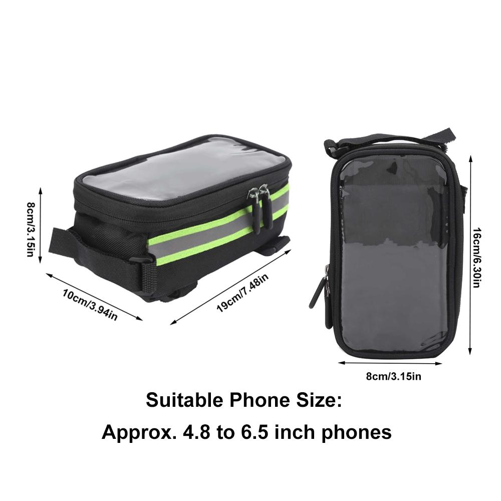 Hook and Loop Straps Bicycle Phone Bag 600D Nylon , TPU Bike Top Tube Bag  Cycling Gear Carrying