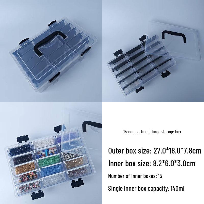 Glass Seed Bead Organizer: 64-Compartment Transparent DIY Jewelry Storage Box
