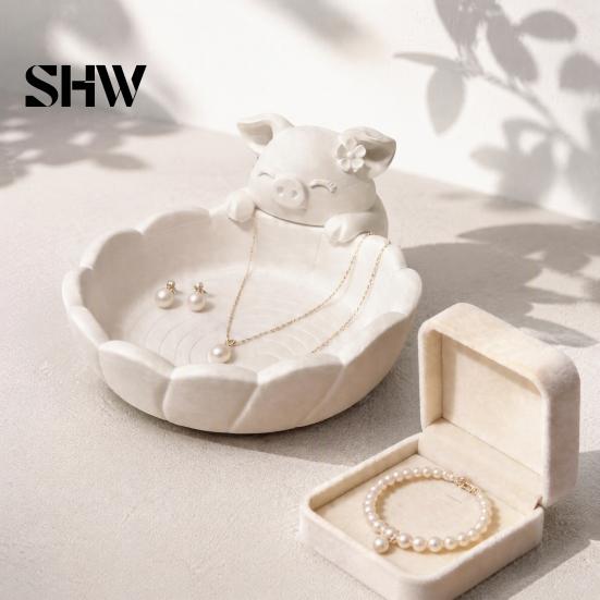Functional Aesthetic Decoration Cute Pig Petal Storage Bowl, Matte Finish 3D Print PLA Tray, Decorative Trinket Bowl Jewelry Trinkets Organization