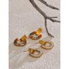 Yhpup Colorful Shiny Cubic Zirconia Geometric Daily Earrings for Women Stainless Steel Waterproof Fashion Chic Korean Jewelry