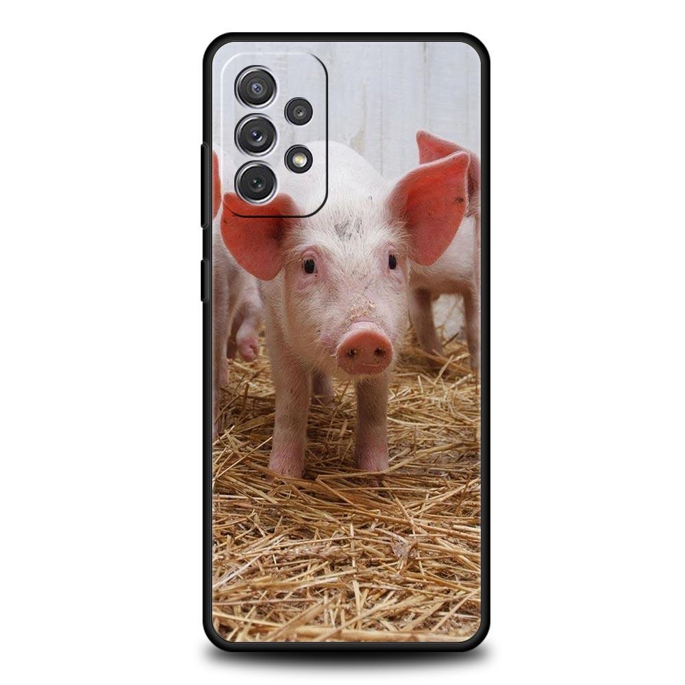 Cute little Pink Pig Phone Case for Samsung A51 A71 A21S A12 A11 A15 A25 A31 A41 A23 A33 A53 A73 A03S A05S A13 5G A35 A55 Cover